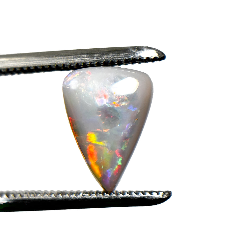 White Opal Red Multicolour 10x7x4 Cabochon Pear 1.65 Carat
