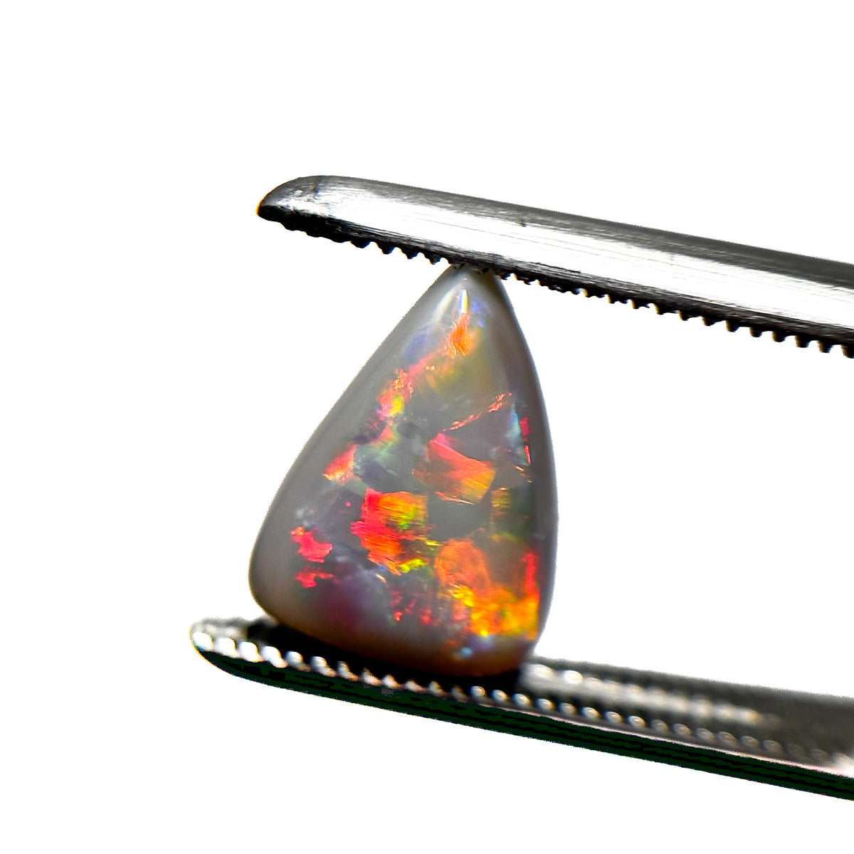 White Opal Red Multicolour 10x7x4 Cabochon Pear 1.65 Carat