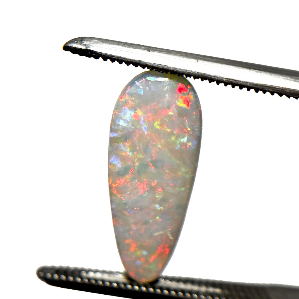 White Opal Red Multicolour 16.5x7x3 Cabochon Pear 2.1 Carat