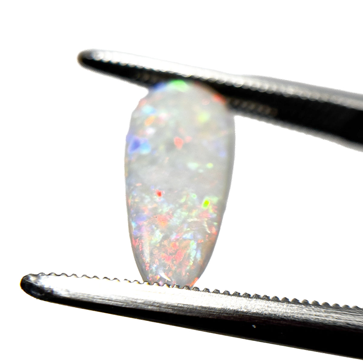White Opal Red Multicolour 16.5x7x3 Cabochon Pear 2.1 Carat