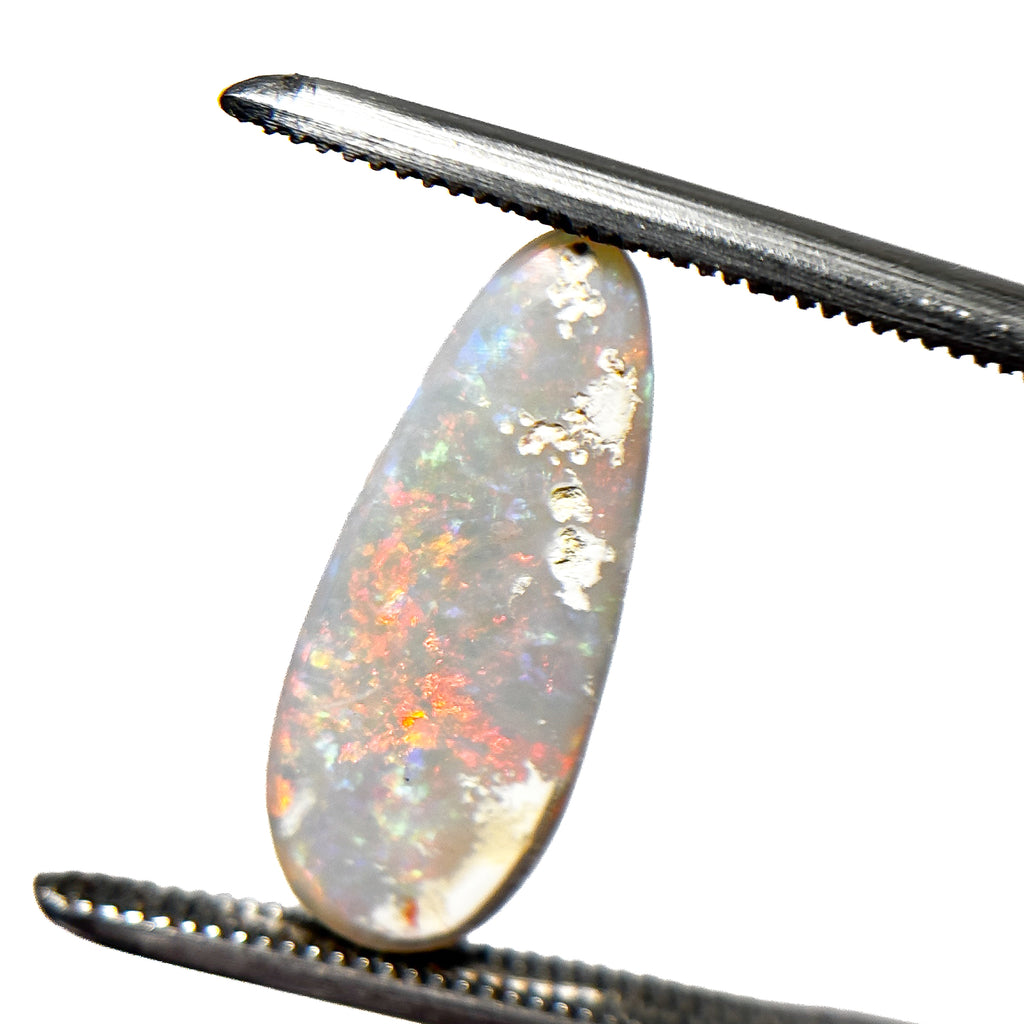 White Opal Red Multicolour 16.5x7x3 Cabochon Pear 2.1 Carat