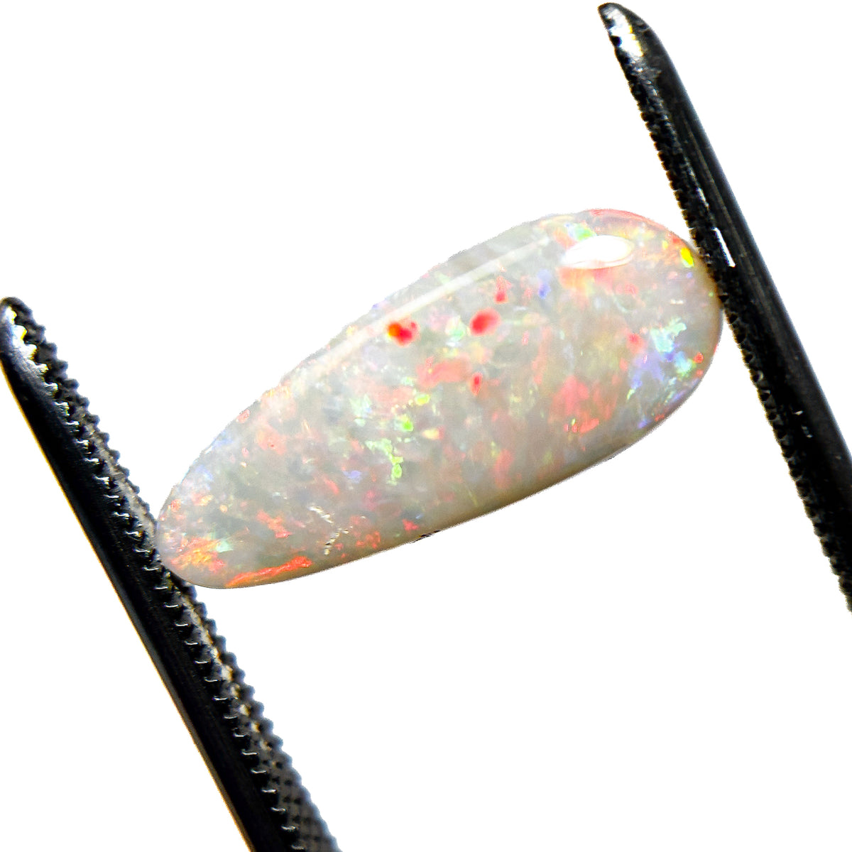 White Opal Red Multicolour 16.5x7x3 Cabochon Pear 2.1 Carat