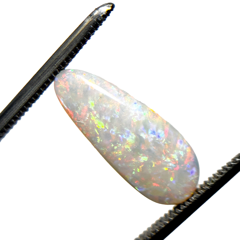 White Opal Red Multicolour 16.5x7x3 Cabochon Pear 2.1 Carat