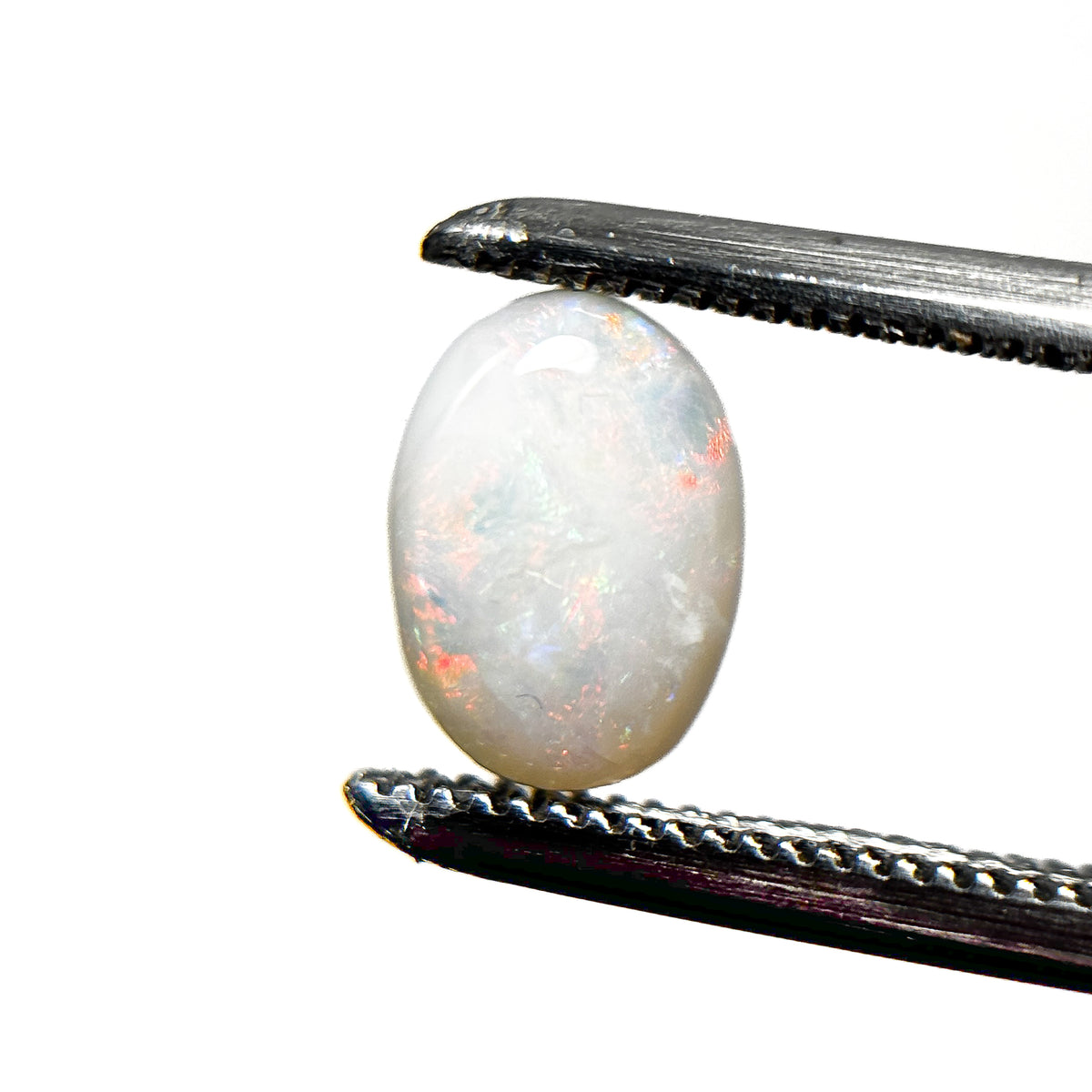 White Opal Multicolour 8x6x3 Cabochon Oval 0.95 Carat