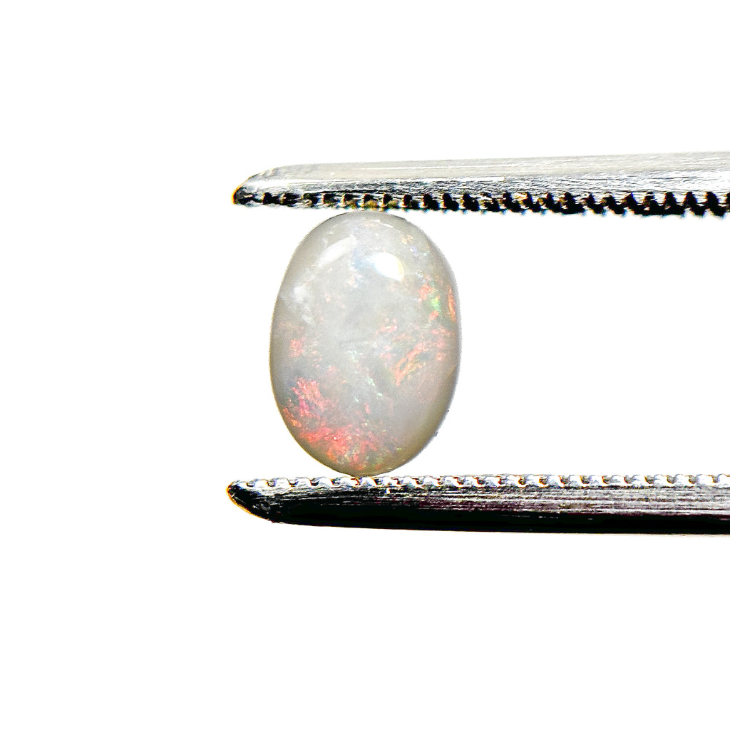 White Opal Multicolour 8x6x3 Cabochon Oval 0.95 Carat