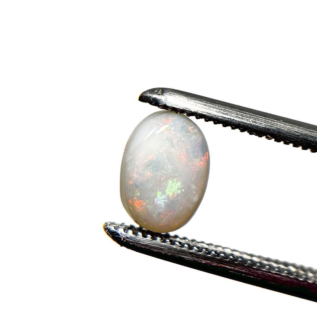 White Opal Multicolour 8x6x3 Cabochon Oval 0.95 Carat