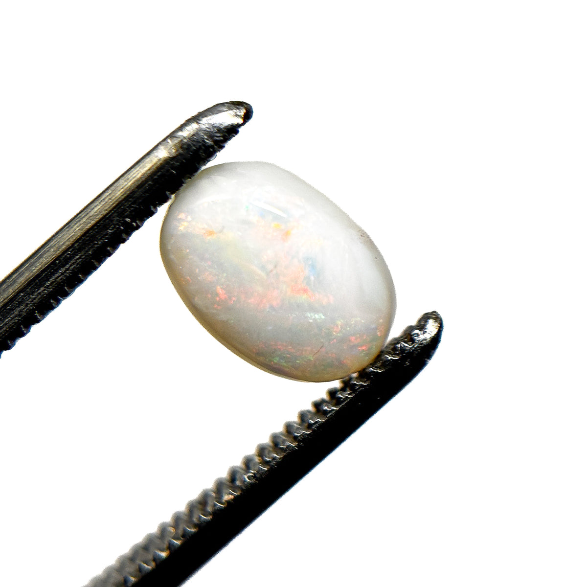 White Opal Multicolour 8x6x3 Cabochon Oval 0.95 Carat