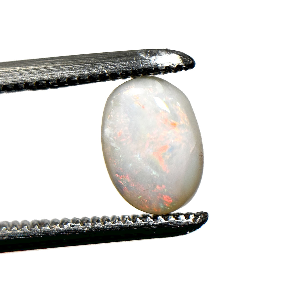 White Opal Multicolour 8x6x3 Cabochon Oval 0.95 Carat