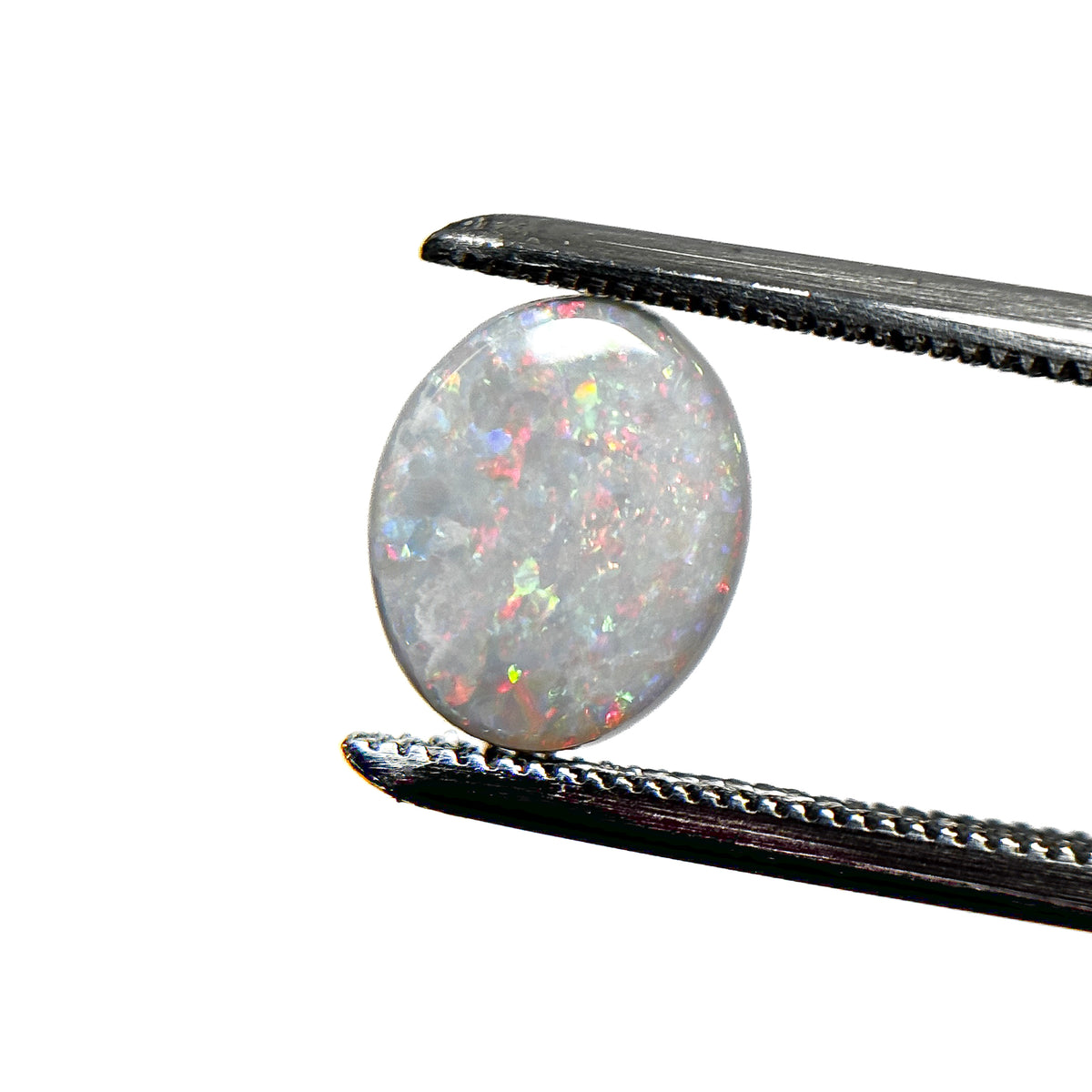 White Opal Red Multicolour 9x7x2.5 Cabochon Oval 1.25 Carat