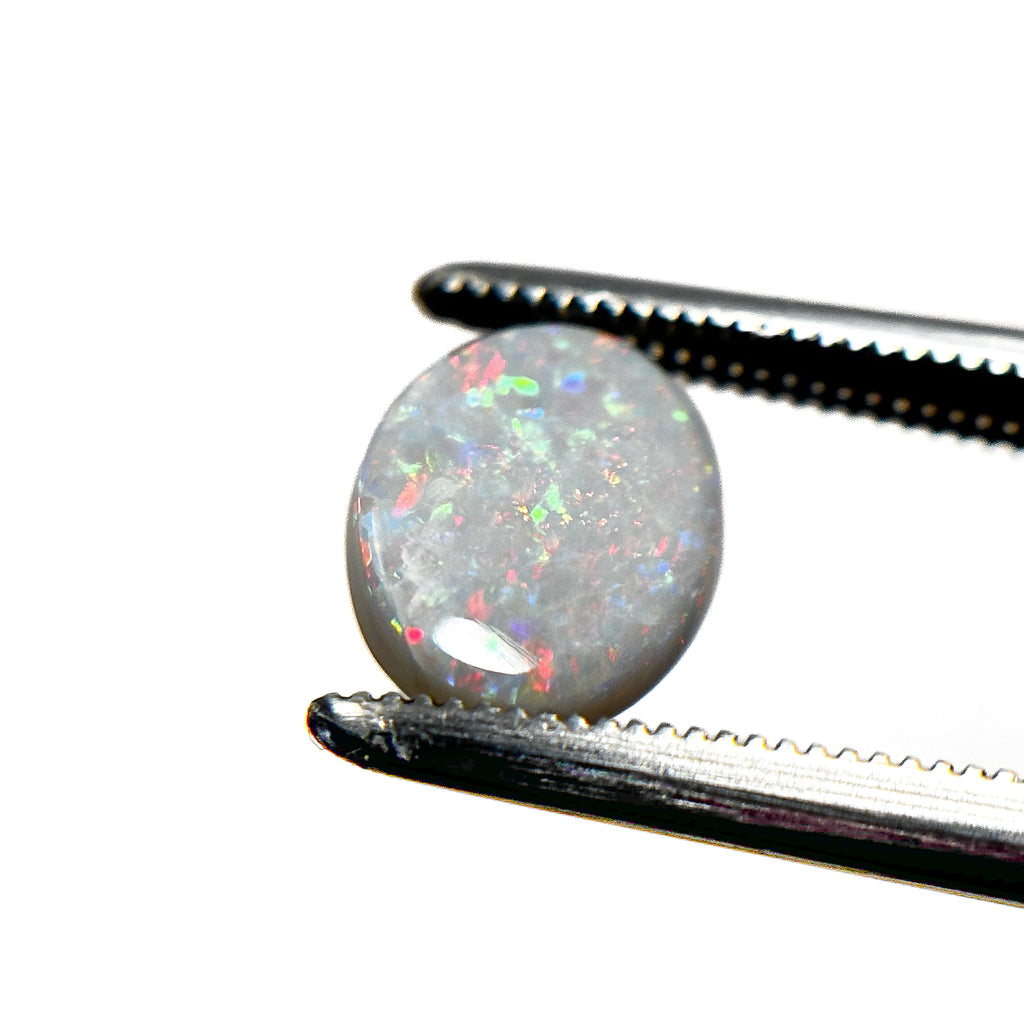 White Opal Red Multicolour 9x7x2.5 Cabochon Oval 1.25 Carat