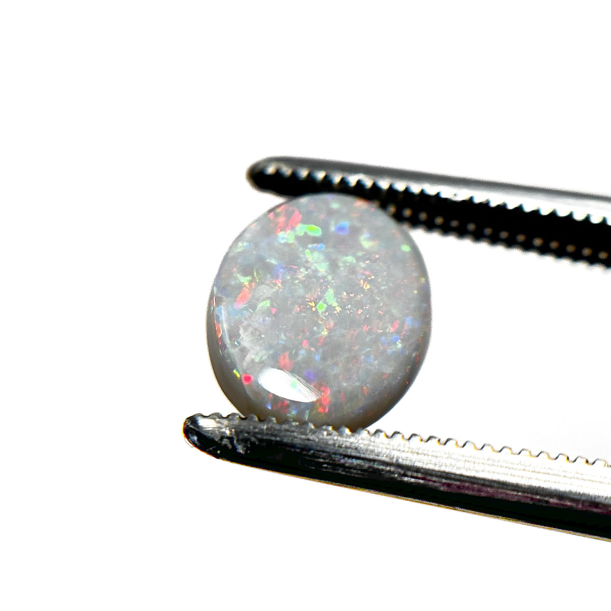 White Opal Red Multicolour 9x7x2.5 Cabochon Oval 1.25 Carat