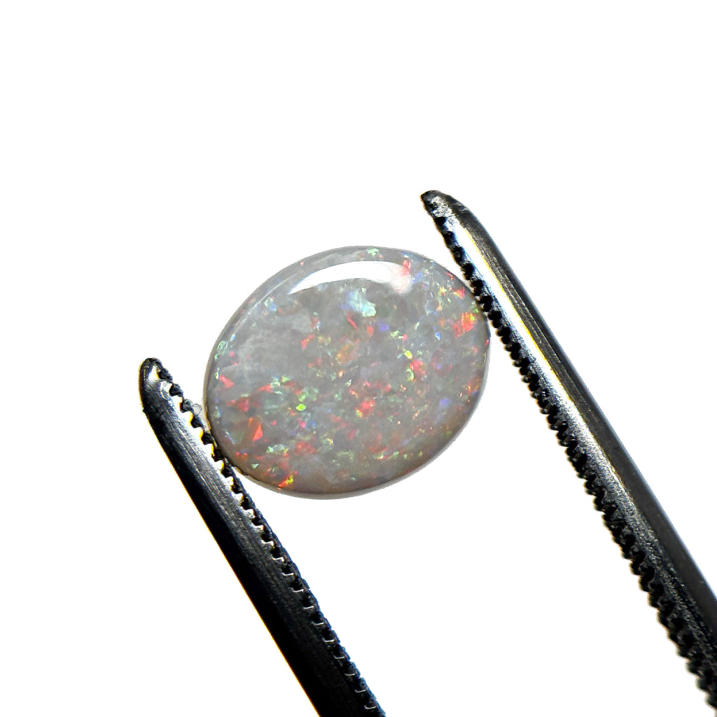 White Opal Red Multicolour 9x7x2.5 Cabochon Oval 1.25 Carat