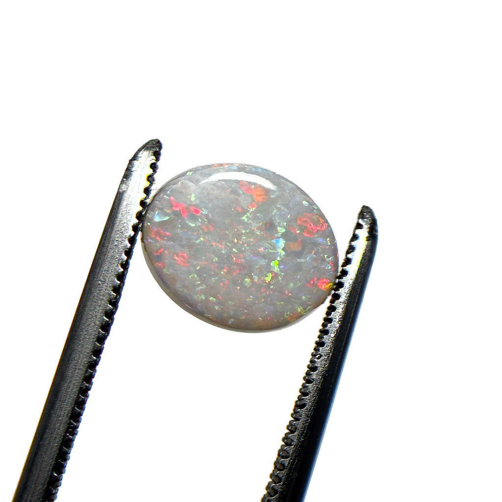 White Opal Red Multicolour 9x7x2.5 Cabochon Oval 1.25 Carat