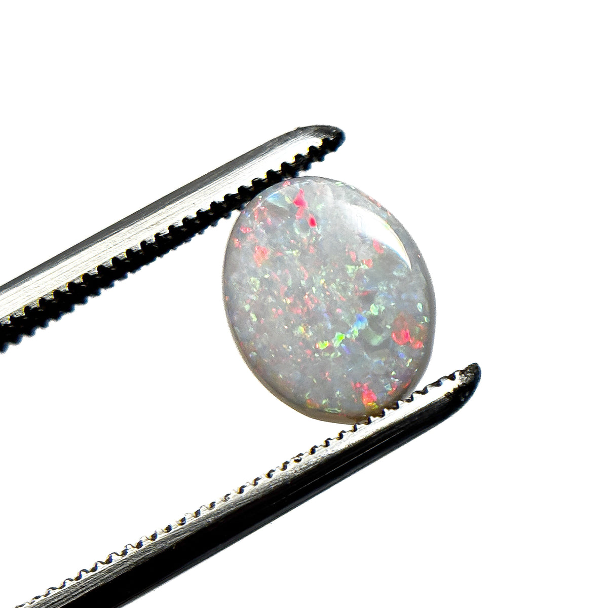 White Opal Red Multicolour 9x7x2.5 Cabochon Oval 1.25 Carat