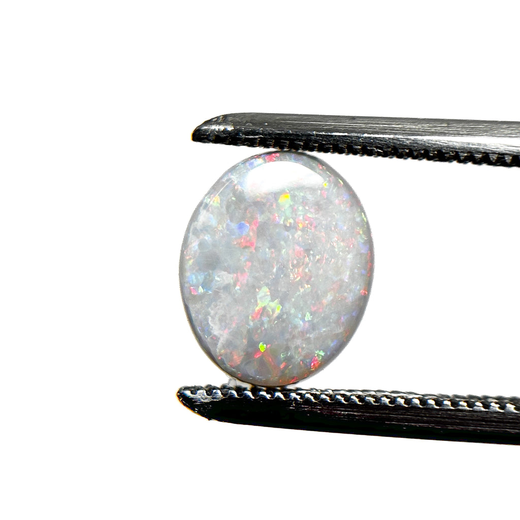 White Opal Red Multicolour 9x7x2.5 Cabochon Oval 1.25 Carat