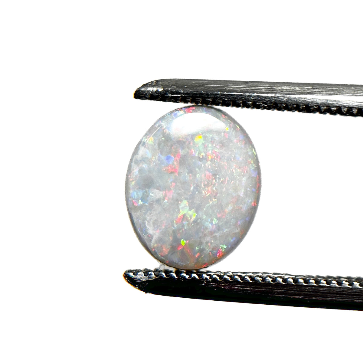White Opal Red Multicolour 9x7x2.5 Cabochon Oval 1.25 Carat