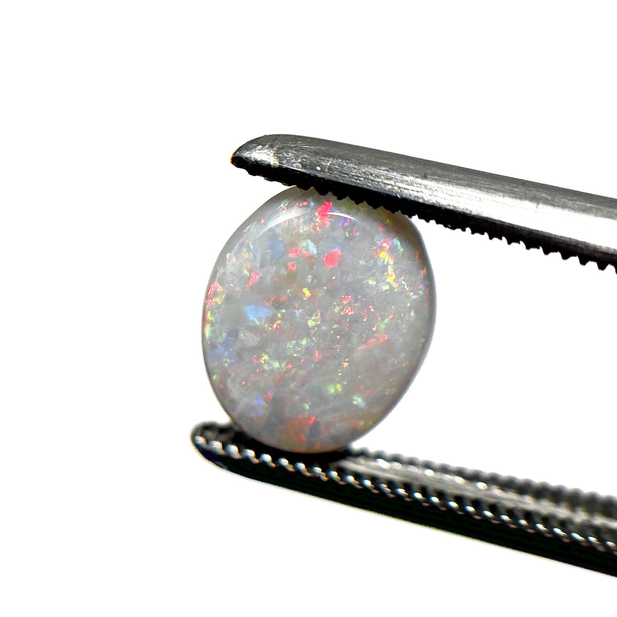 White Opal Red Multicolour 9x7x2.5 Cabochon Oval 1.25 Carat