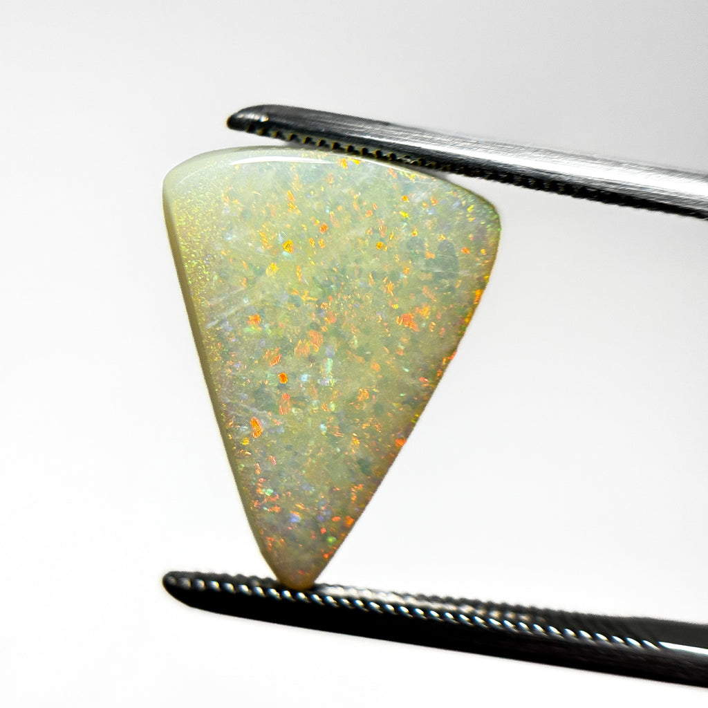 White Opal Red Multicolour 16x12.5x4 Cabochon Pear 4.7 Carat