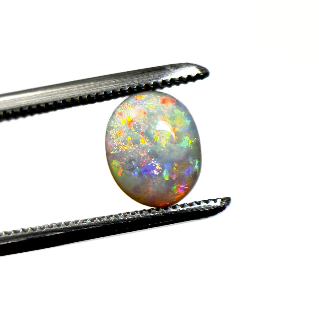Crystal Opal Red Multicolour 8x6x4 Cabochon Oval 1.25 Carat