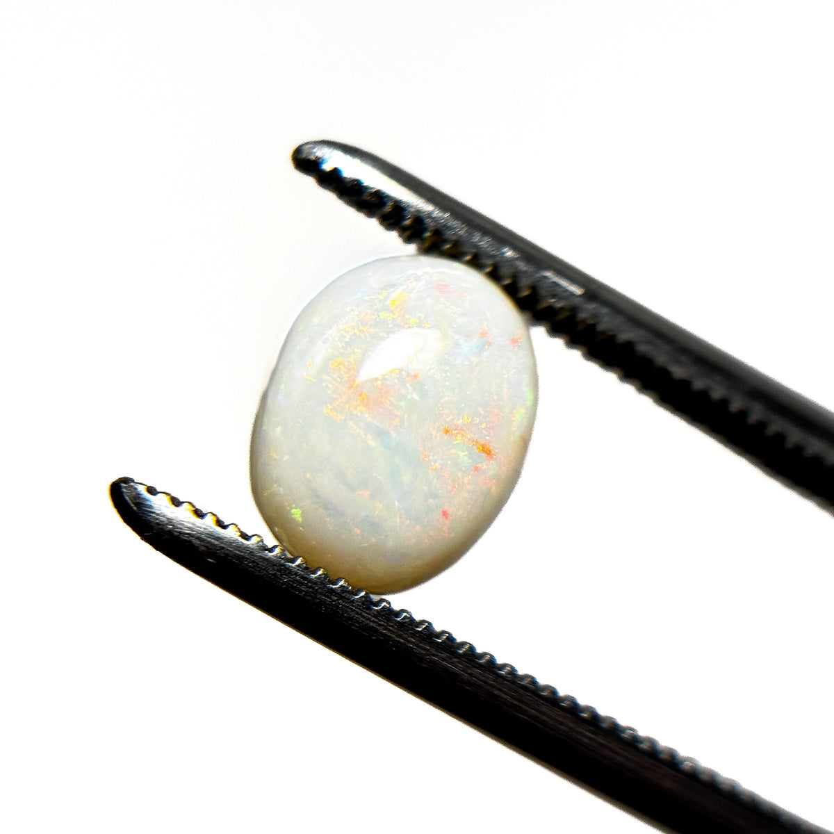 White Opal Red Multicolour 8x6.5x4 Cabochon Oval 1.35 Carat
