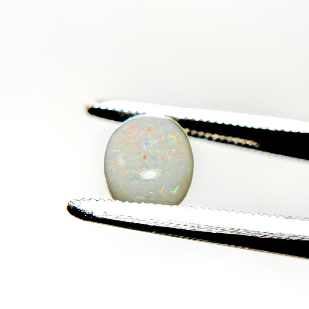 White Opal Red Multicolour 8x6.5x4 Cabochon Oval 1.35 Carat