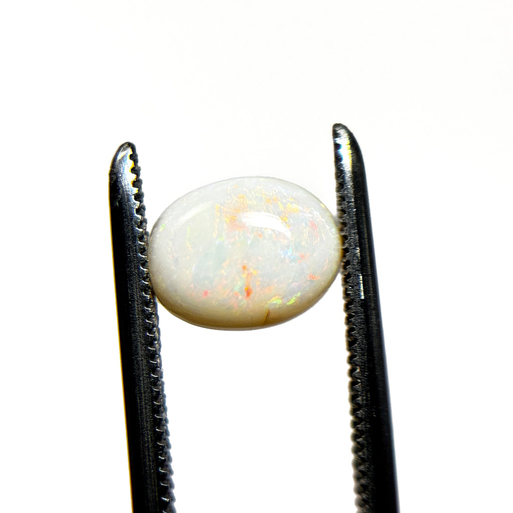 White Opal Red Multicolour 8x6.5x4 Cabochon Oval 1.35 Carat