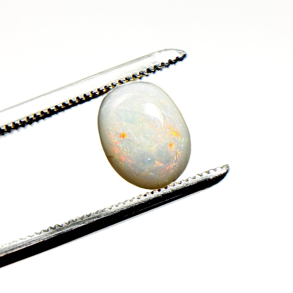 White Opal Red Multicolour 8x6.5x4 Cabochon Oval 1.35 Carat