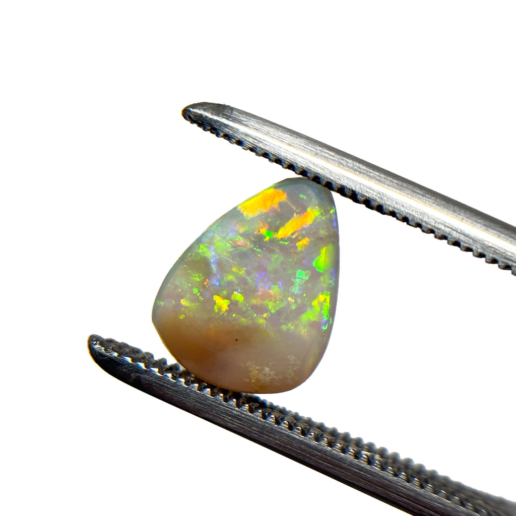 Crystal Opal Red Multicolour 9x7x3 Cabochon Pear 1.25 Carat