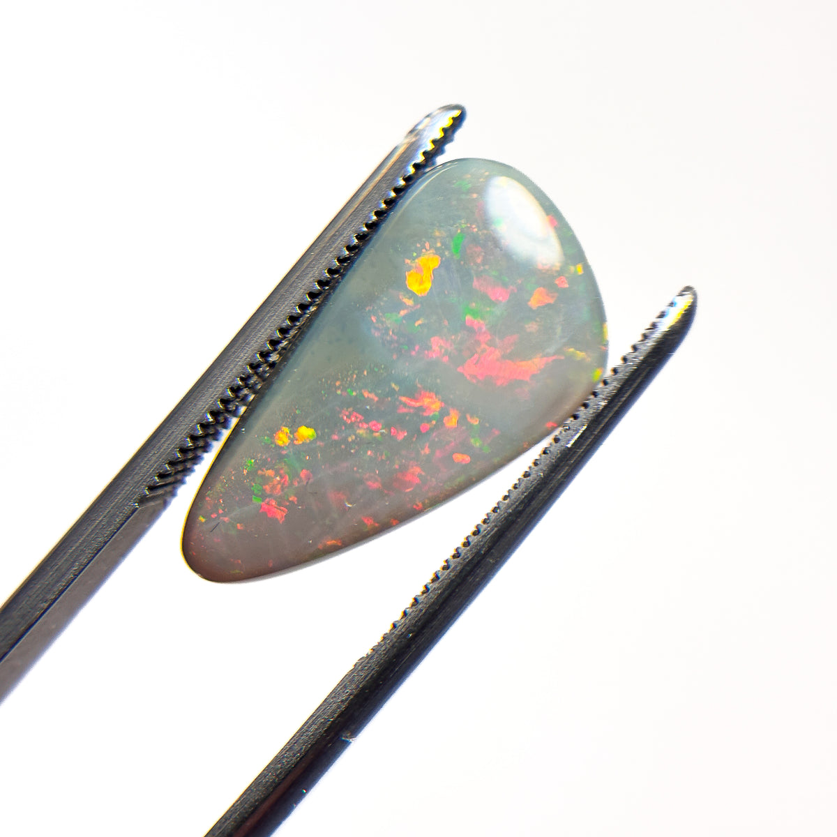 Semi Black Opal Red Multicolour 10x6.5x3.3 Cabochon Freeform 4.1 Carat