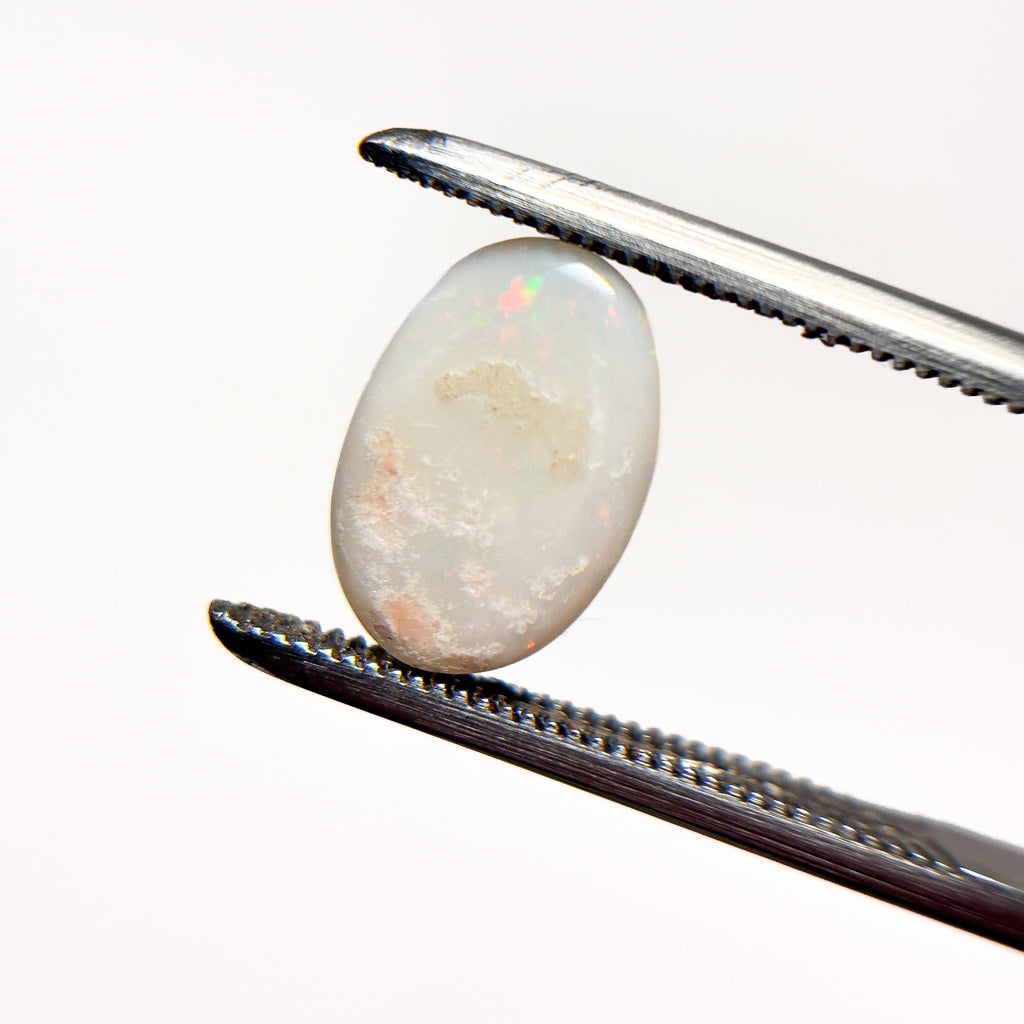 White Opal Multicolour 10x7x3.5 Cabochon Oval 1.8 Carat