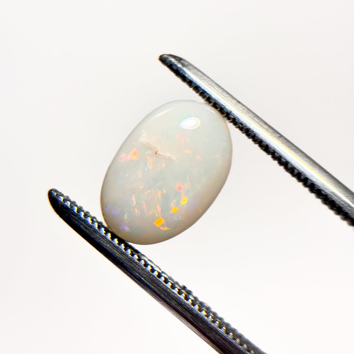 White Opal Multicolour 10x7x3.5 Cabochon Oval 1.8 Carat