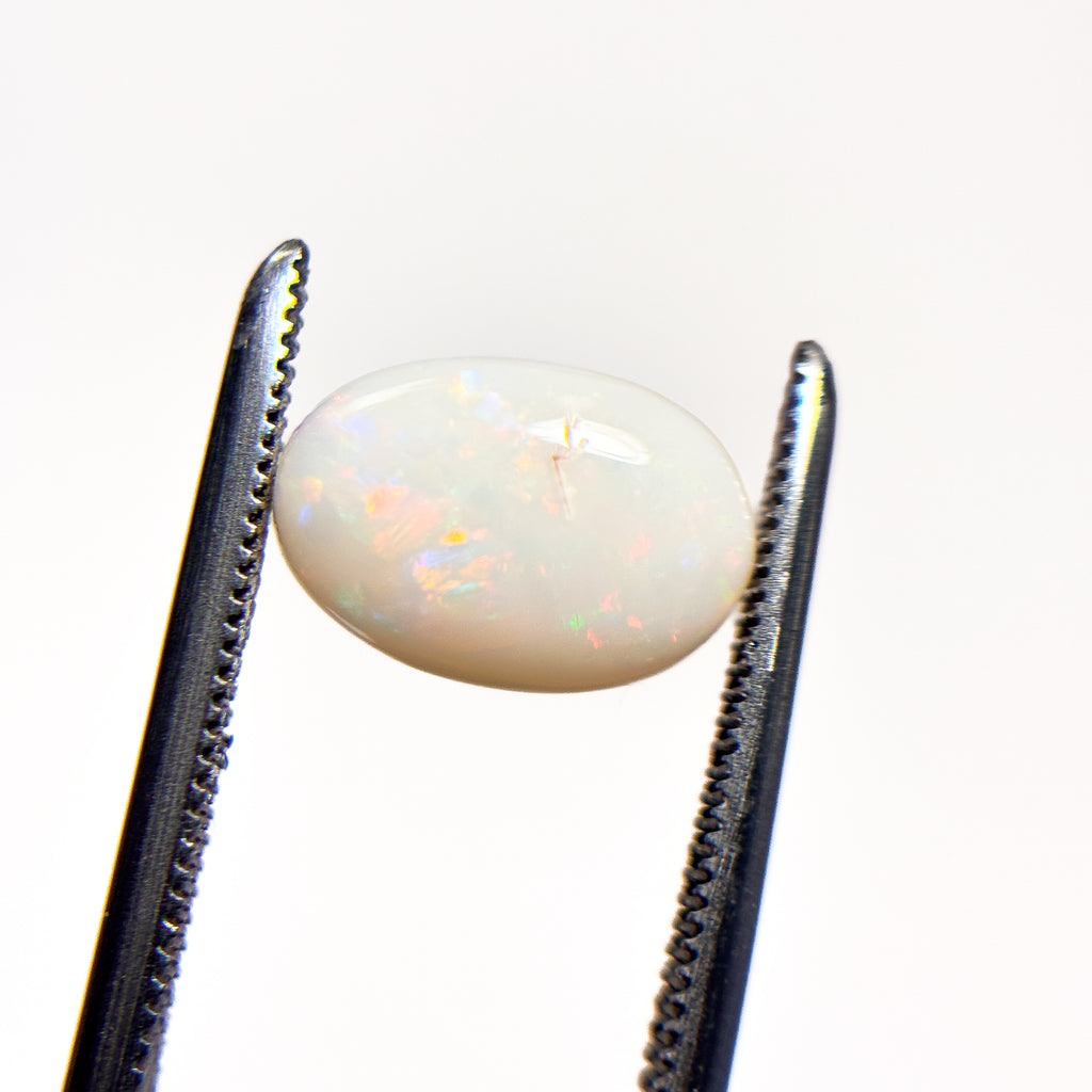 White Opal Multicolour 10x7x3.5 Cabochon Oval 1.8 Carat