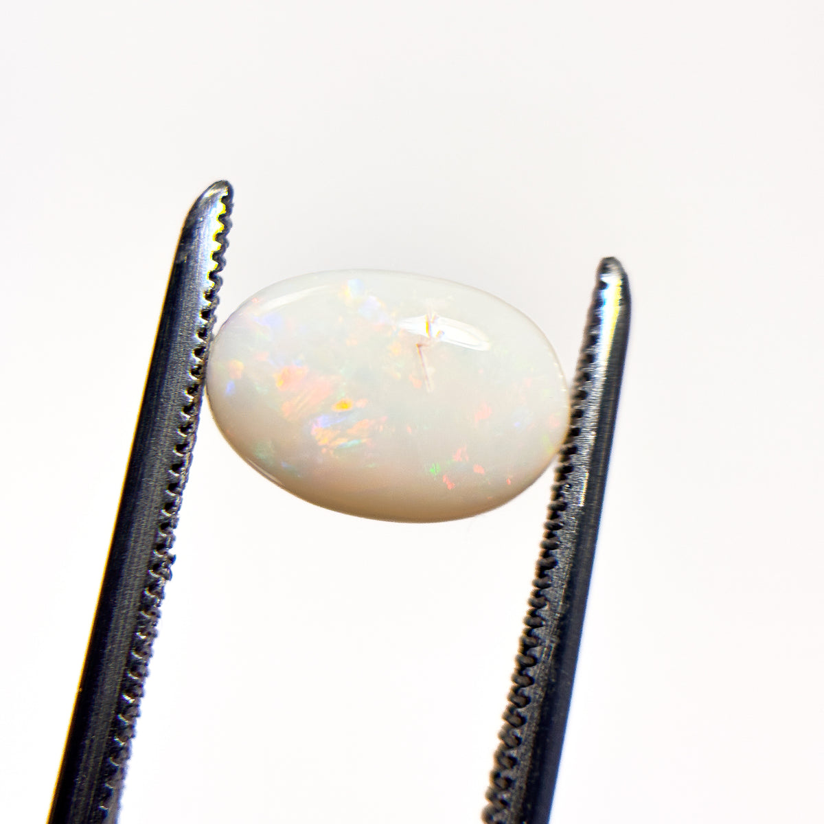 White Opal Multicolour 10x7x3.5 Cabochon Oval 1.8 Carat