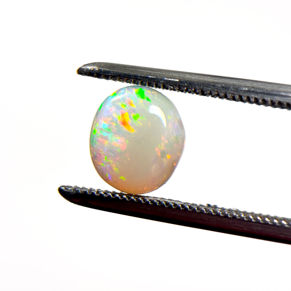 White Opal Red Multicolour 8x7x3 Cabochon Oval 1.2 Carat