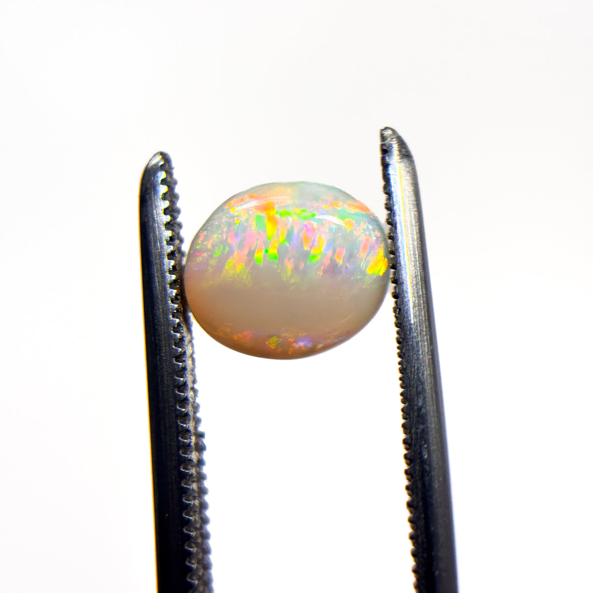 White Opal Red Multicolour 8x7x3 Cabochon Oval 1.2 Carat