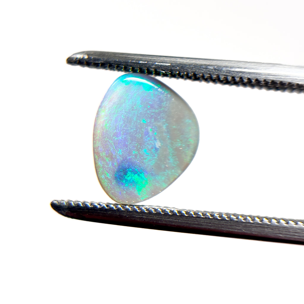 Semi Black Opal Green Blue 9x8x2 Cabochon Freeform 1.00 Carat