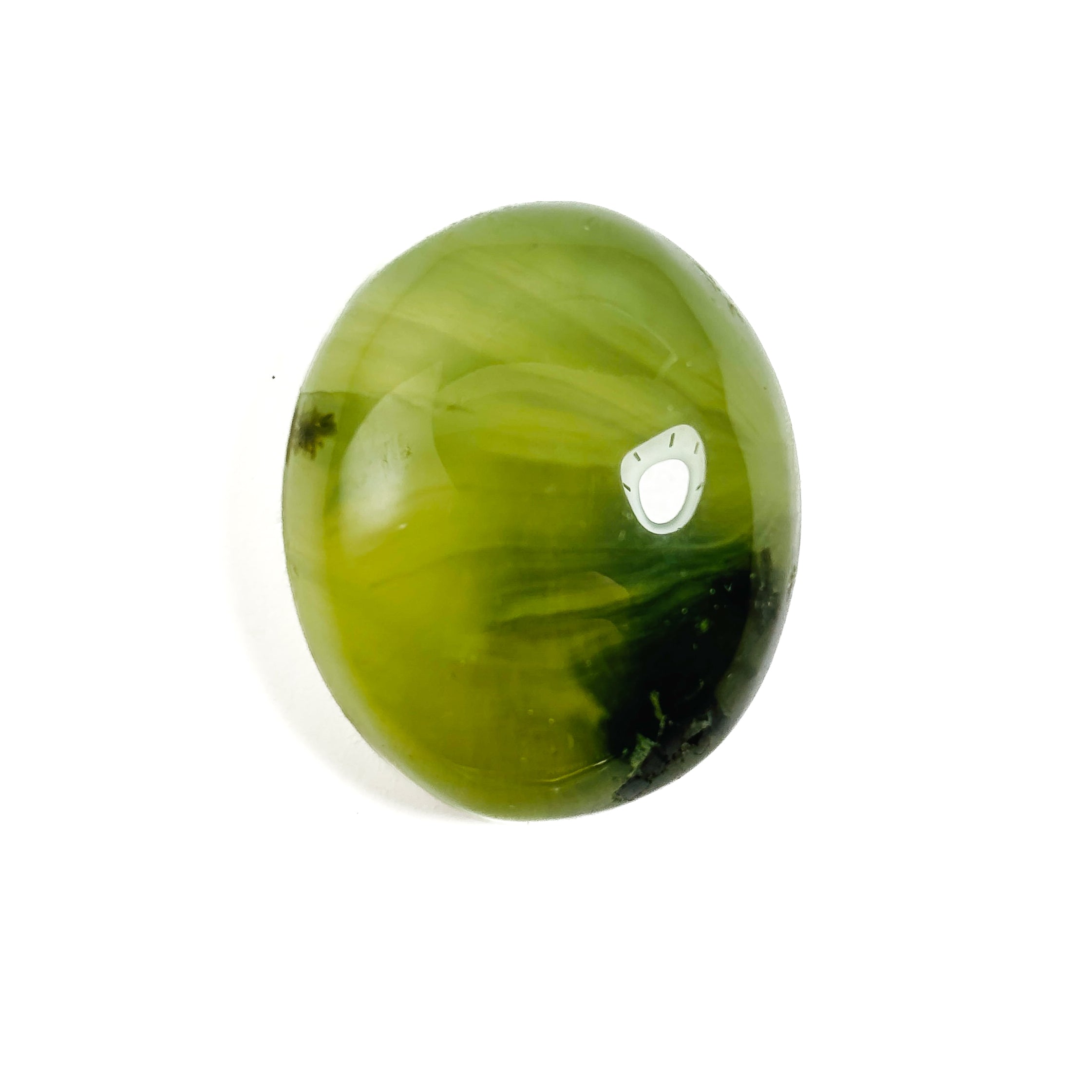 Green Prehnite 25x21x11 Cabochon Oval 51.45 Carat