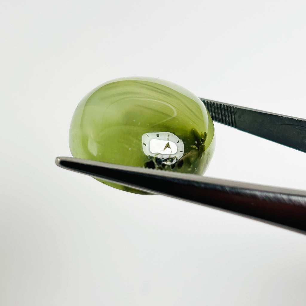 Green Prehnite 25x21x11 Cabochon Oval 51.45 Carat