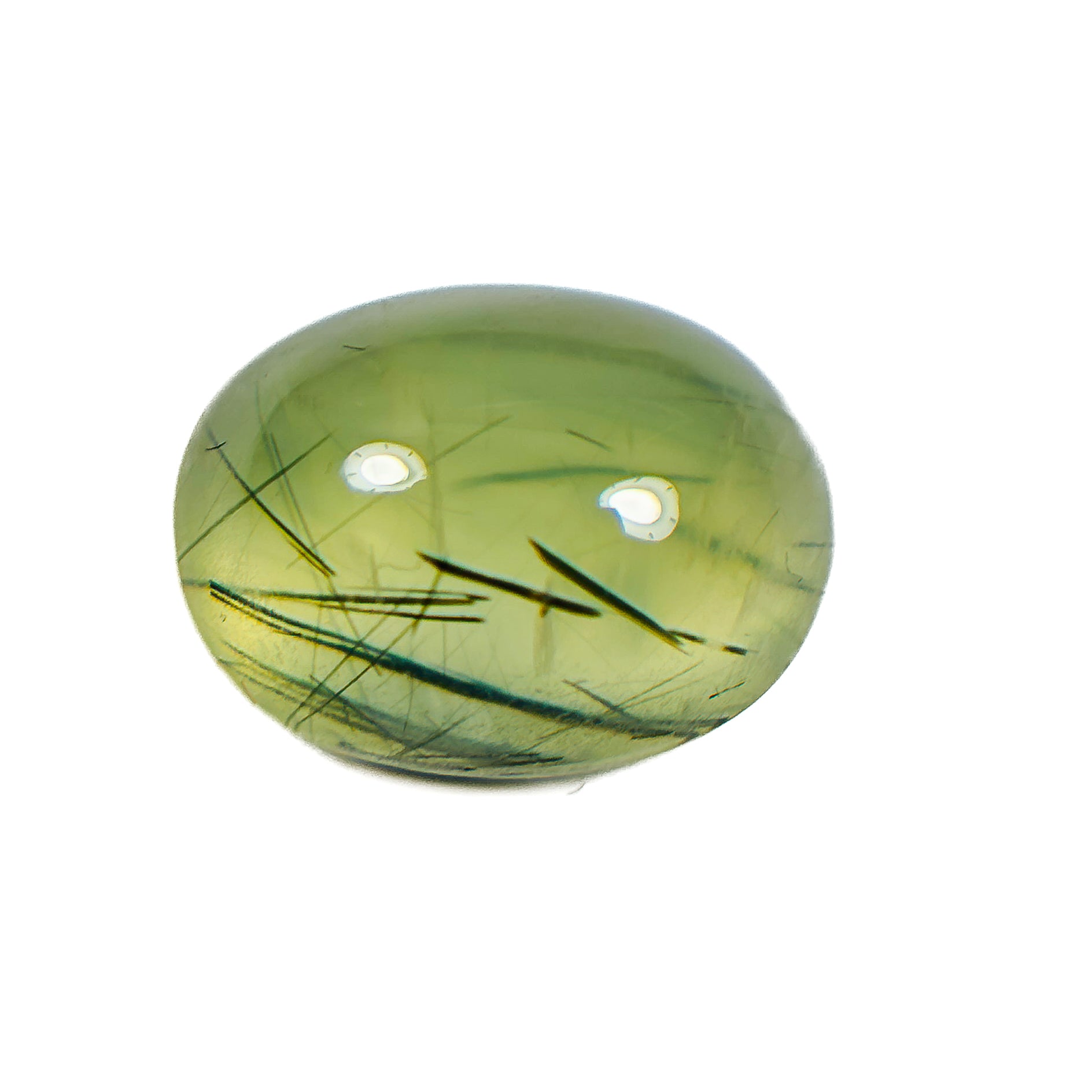 Rutilted Green Prehnite 14x11x7 Cabochon Oval 8.6 Carat
