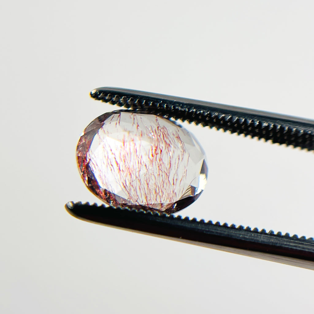 Clear Pink Rutilted Quartz 10x8x5.4 Facet Oval 2.5 Carat