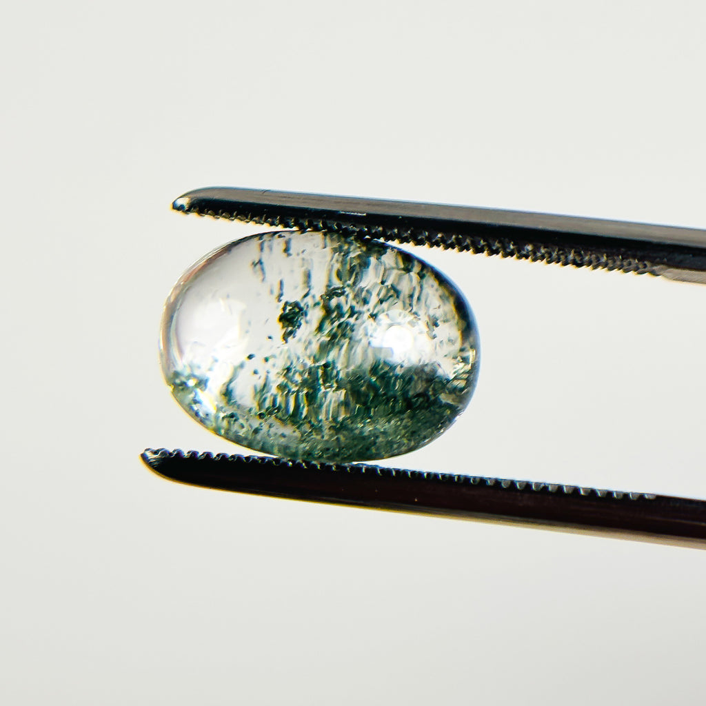 Clear Green Chlorite Quartz 11.7x8.4x7 Cabochon Oval 4.94 Carat