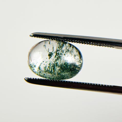 Clear Green Chlorite Quartz 11.7x8.4x7 Cabochon Oval 4.94 Carat