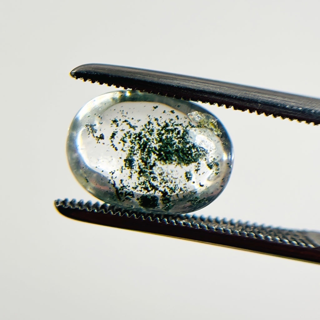 Clear Green Chlorite Quartz 11.7x8.4x7 Cabochon Oval 4.94 Carat