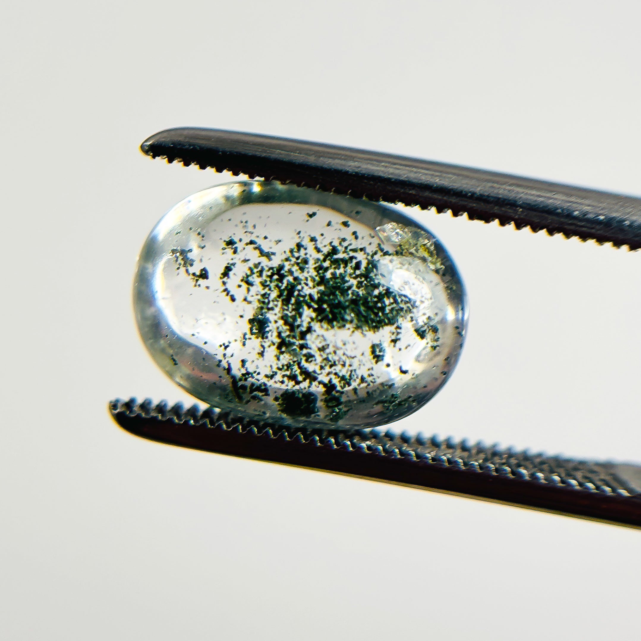Clear Green Chlorite Quartz 11.7x8.4x7 Cabochon Oval 4.94 Carat