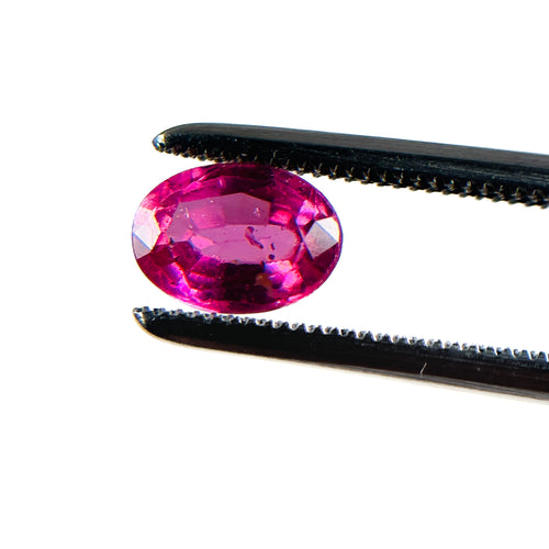 African Red Pink Ruby 7x5x3 Facet Oval 1.05 Carat Glass Filled