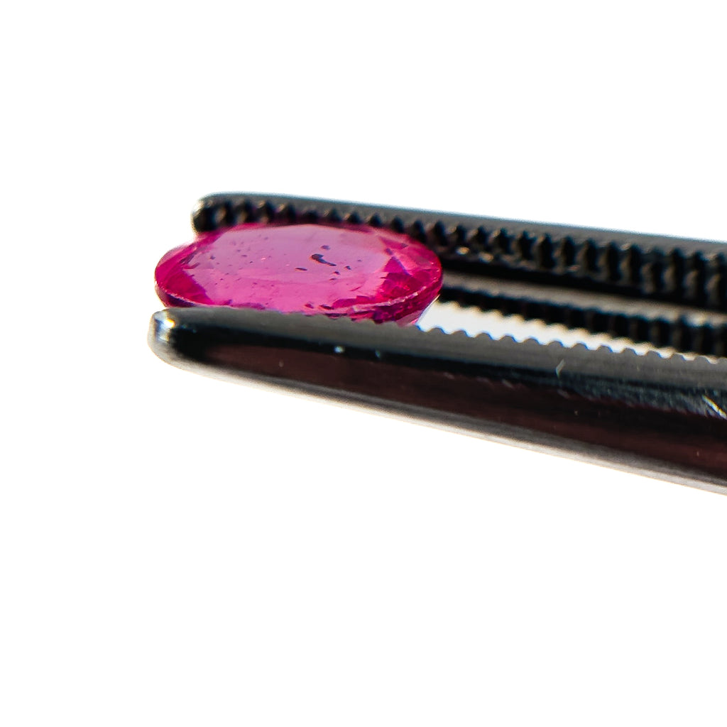 African Red Pink Ruby 7x5x3 Facet Oval 1.05 Carat Glass Filled