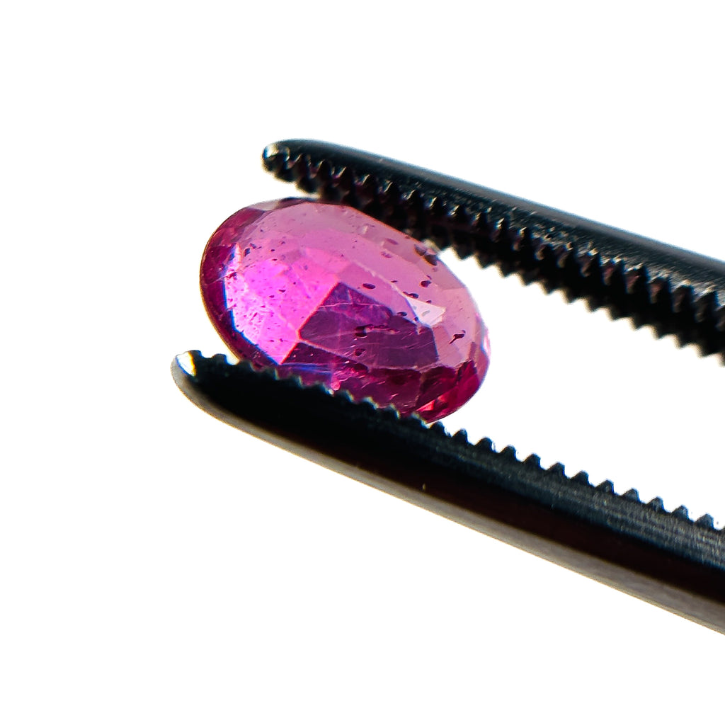 African Red Pink Ruby 7x5x3 Facet Oval 1.05 Carat Glass Filled