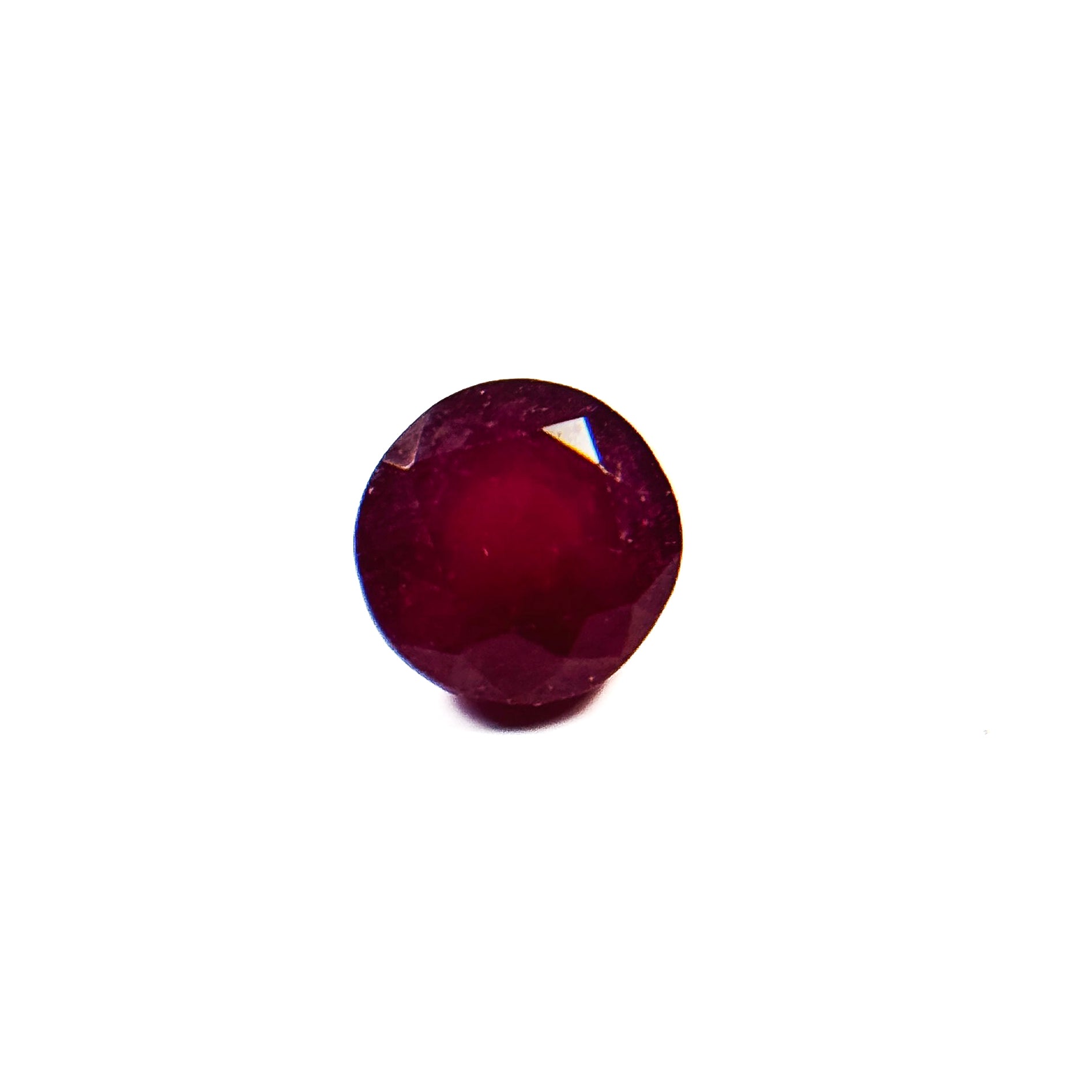 African Deep Red Ruby 5x5x3.2 Facet Round 0.9 Carat Glass Filled