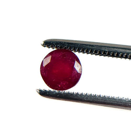 African Deep Red Ruby 5x5x3.2 Facet Round 0.9 Carat Glass Filled