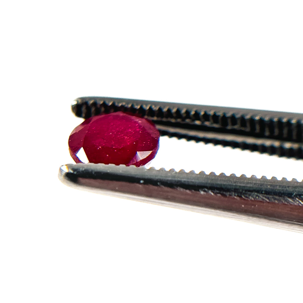 African Deep Red Ruby 5x5x3.2 Facet Round 0.9 Carat Glass Filled